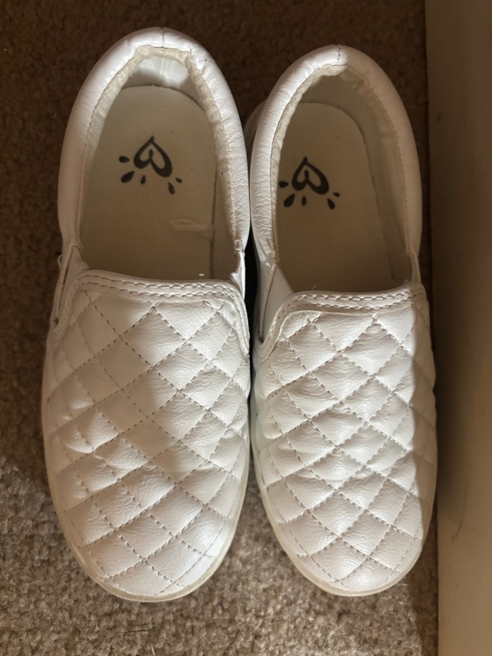 Justice brand white quilted slip-on sneakers for girls size 13